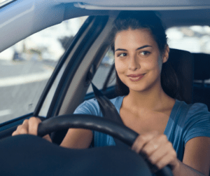 Young adult driving car. Car loan consent